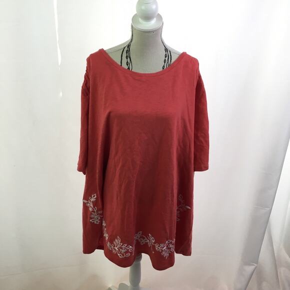 St. John's Bay Tops - St. John’s bay embroidered floral blouse cranberry